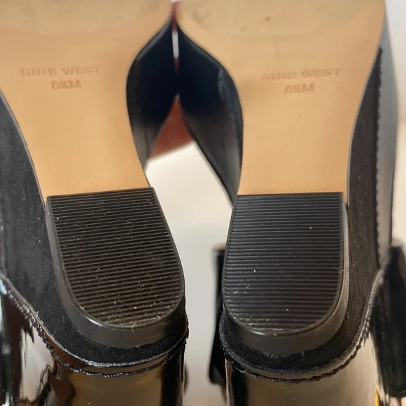 Nine West Dreamz Black Leather and Suede Wedge Sandals (Size 8.5) - Picture 11 of 14